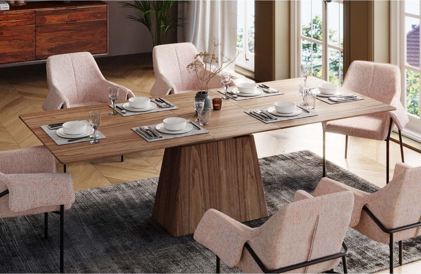 Uitschuiftafel Benvenuto Walnut 200(50)x110cm Kare Design Uitschuiftafel 80123