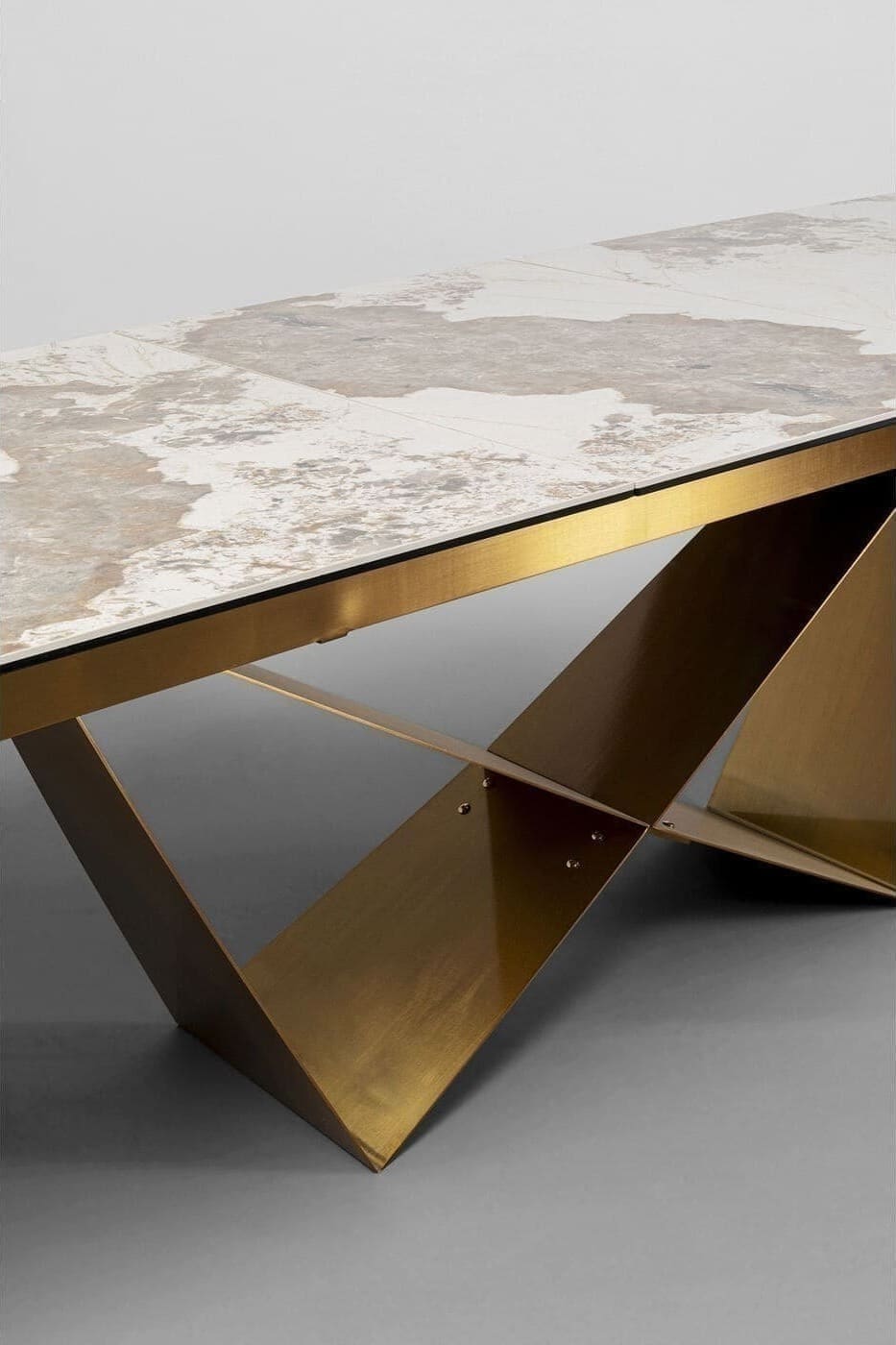Uitschuiftafel Connesso Brass 200(+60)x100cm Kare Design Uitschuiftafel 87666