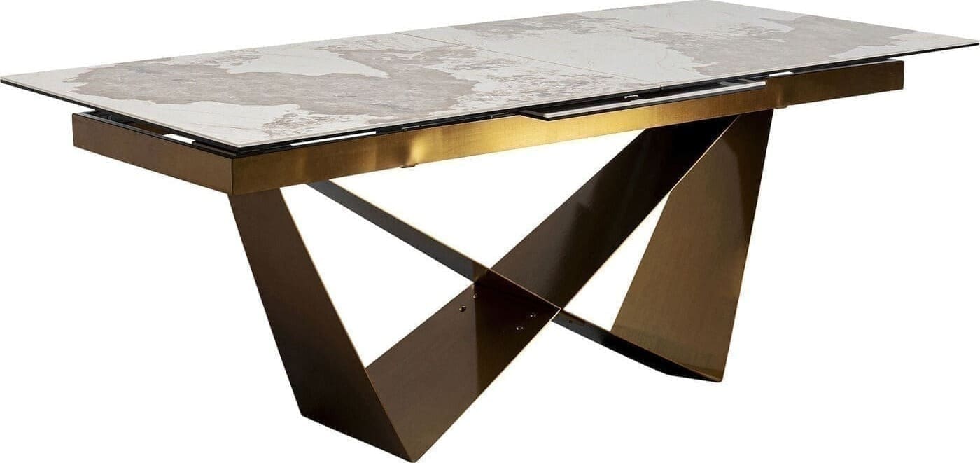 Uitschuiftafel Connesso Brass 200(+60)x100cm Kare Design Uitschuiftafel 87666