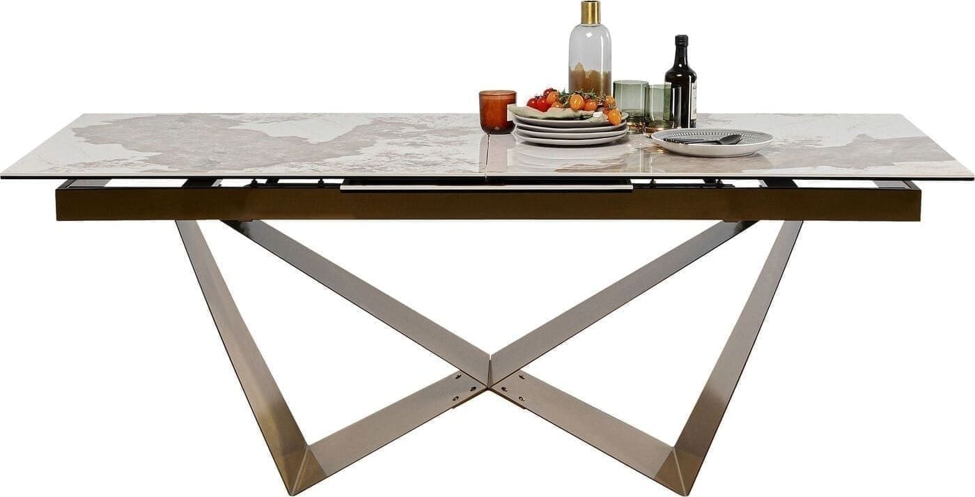 Uitschuiftafel Connesso Brass 200(+60)x100cm Kare Design Uitschuiftafel 87666