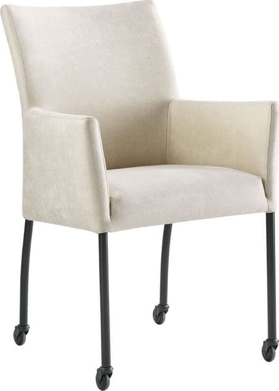 Pronto Wonen Eetkamerstoel Sessione microleder ecru Beige|Wit Eetkamerstoel