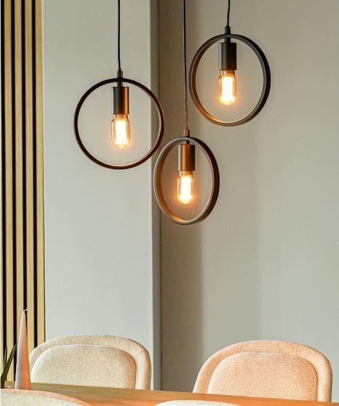 Pronto Wonen Hanglamp Girare zwart metaal 3-lichts Zwart Verlichting