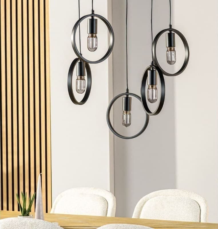 Pronto Wonen Hanglamp Girare zwart metaal 5-lichts Zwart Verlichting