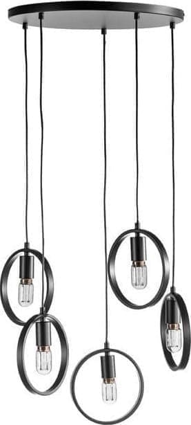 Pronto Wonen Hanglamp Girare zwart metaal 5-lichts Zwart Verlichting