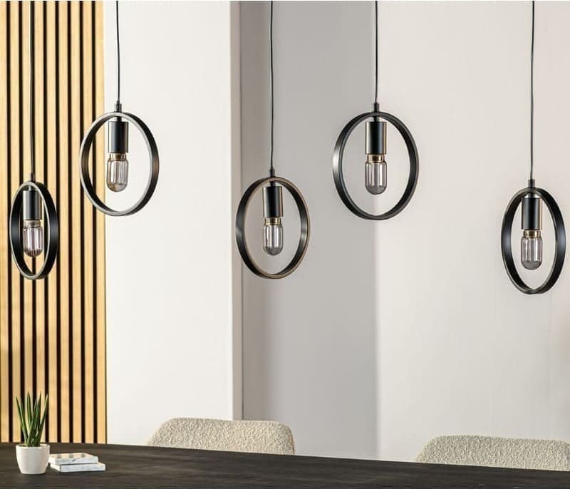 Pronto Wonen Hanglamp Girare zwart metaal 5-lichts Zwart Verlichting