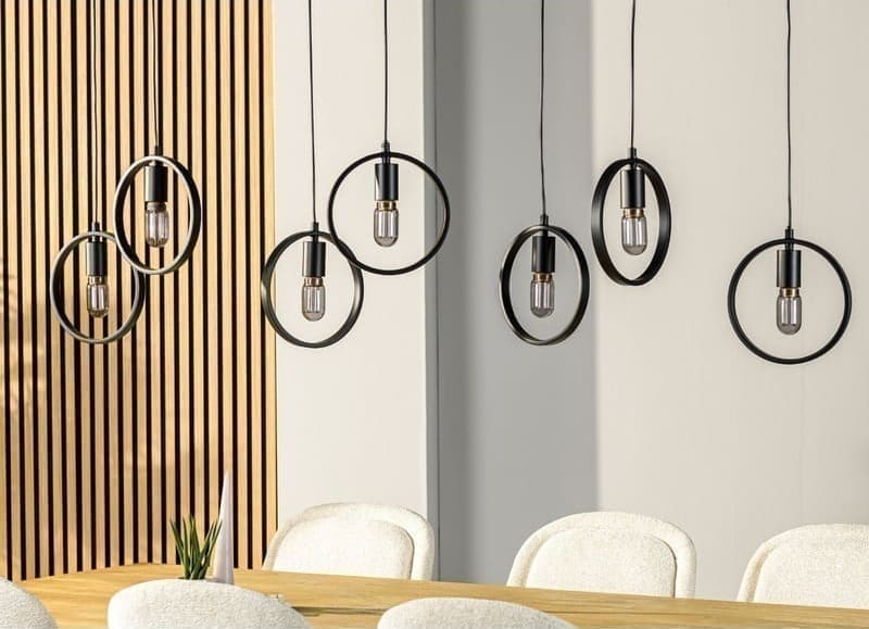 Pronto Wonen Hanglamp Girare zwart metaal 7-lichts Zwart Verlichting