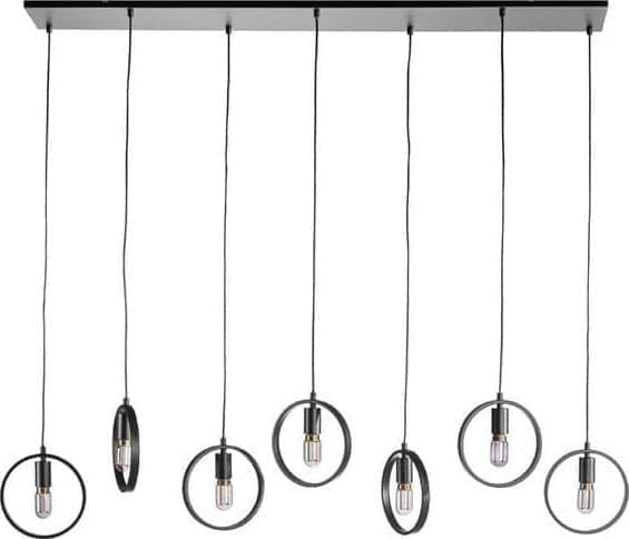 Pronto Wonen Hanglamp Girare zwart metaal 7-lichts Zwart Verlichting