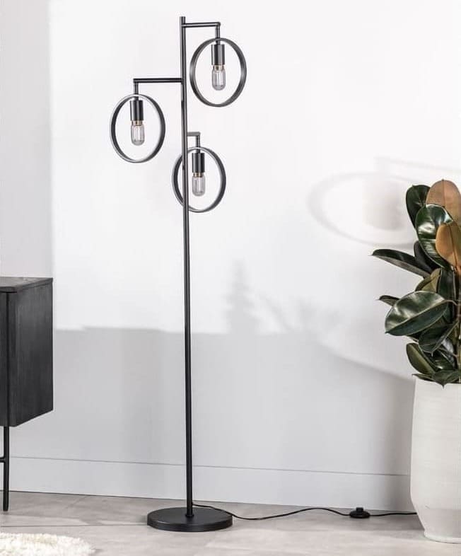 Pronto Wonen Vloerlamp Girare zwart metaal 3-lichts Zwart Verlichting