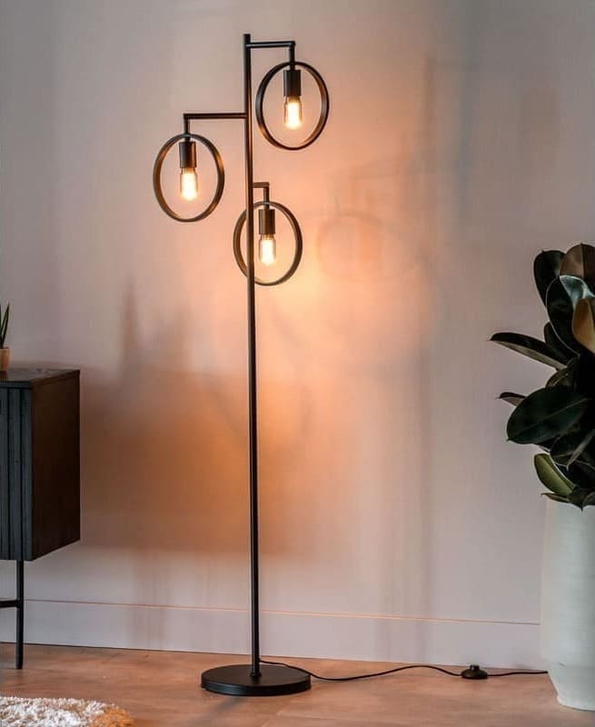 Pronto Wonen Vloerlamp Girare zwart metaal 3-lichts Zwart Verlichting