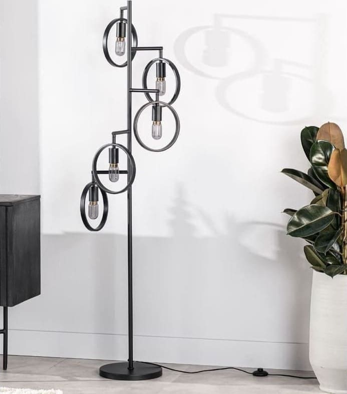 Pronto Wonen Vloerlamp Girare zwart metaal 5-lichts Zwart Verlichting