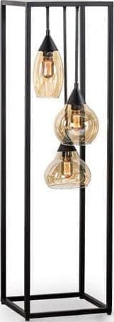 Pronto Wonen Vloerlamp Lungo glas amber zwart 3-lichts Zwart Verlichting