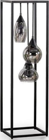 Pronto Wonen Vloerlamp Lungo glas smoke zwart 3-lichts Zwart Verlichting