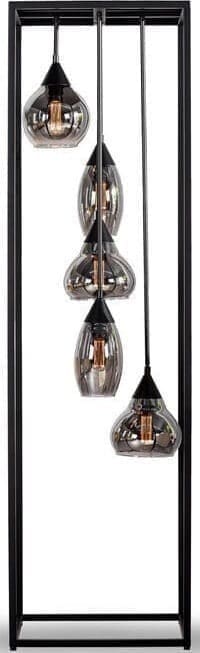Pronto Wonen Vloerlamp Lungo glas smoke zwart 5-lichts Zwart Verlichting