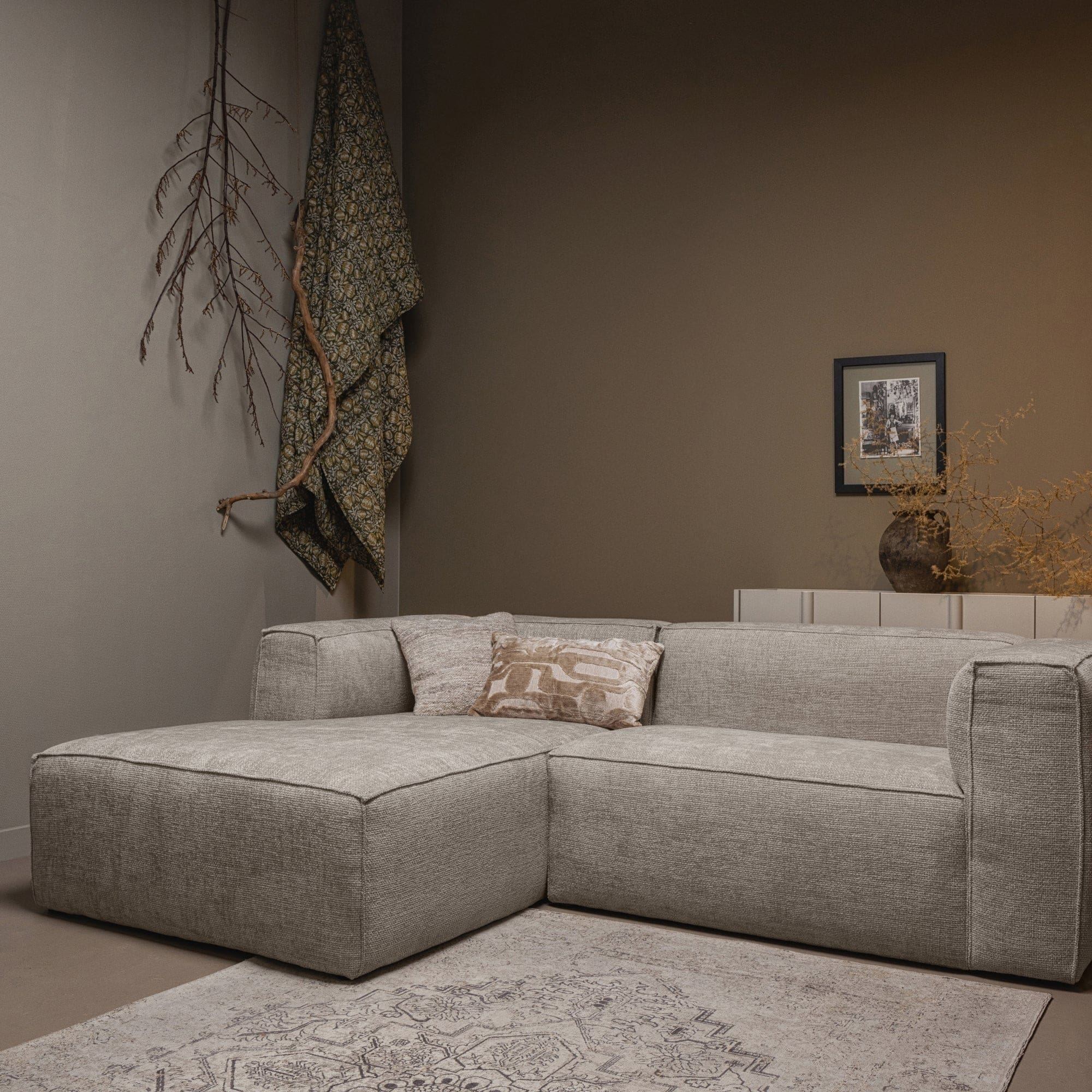 WOOOD Bean chaise longue links grove melange travertin Beige|Taupe