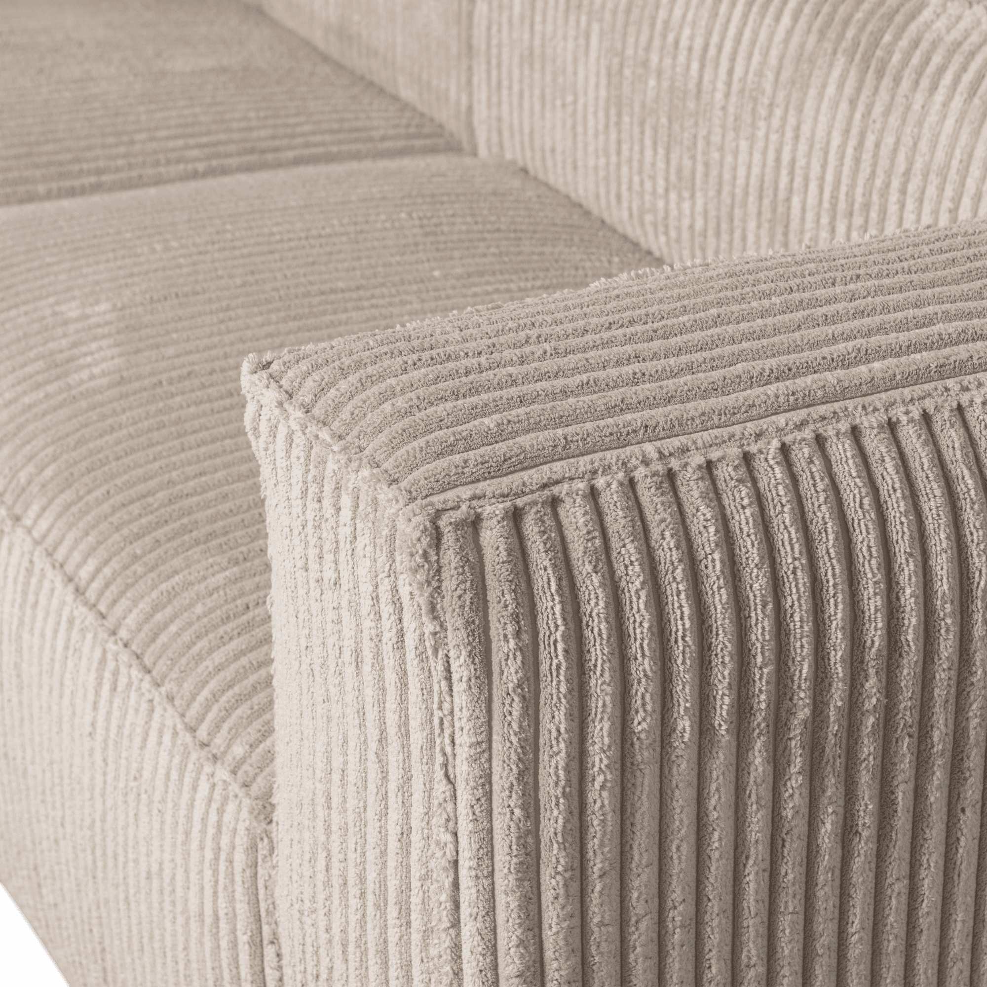 WOOOD Bean chaise longue links grove ribstof travertin Beige|Taupe