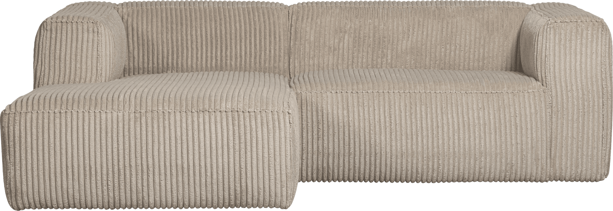 WOOOD Bean chaise longue links grove ribstof travertin Beige|Taupe
