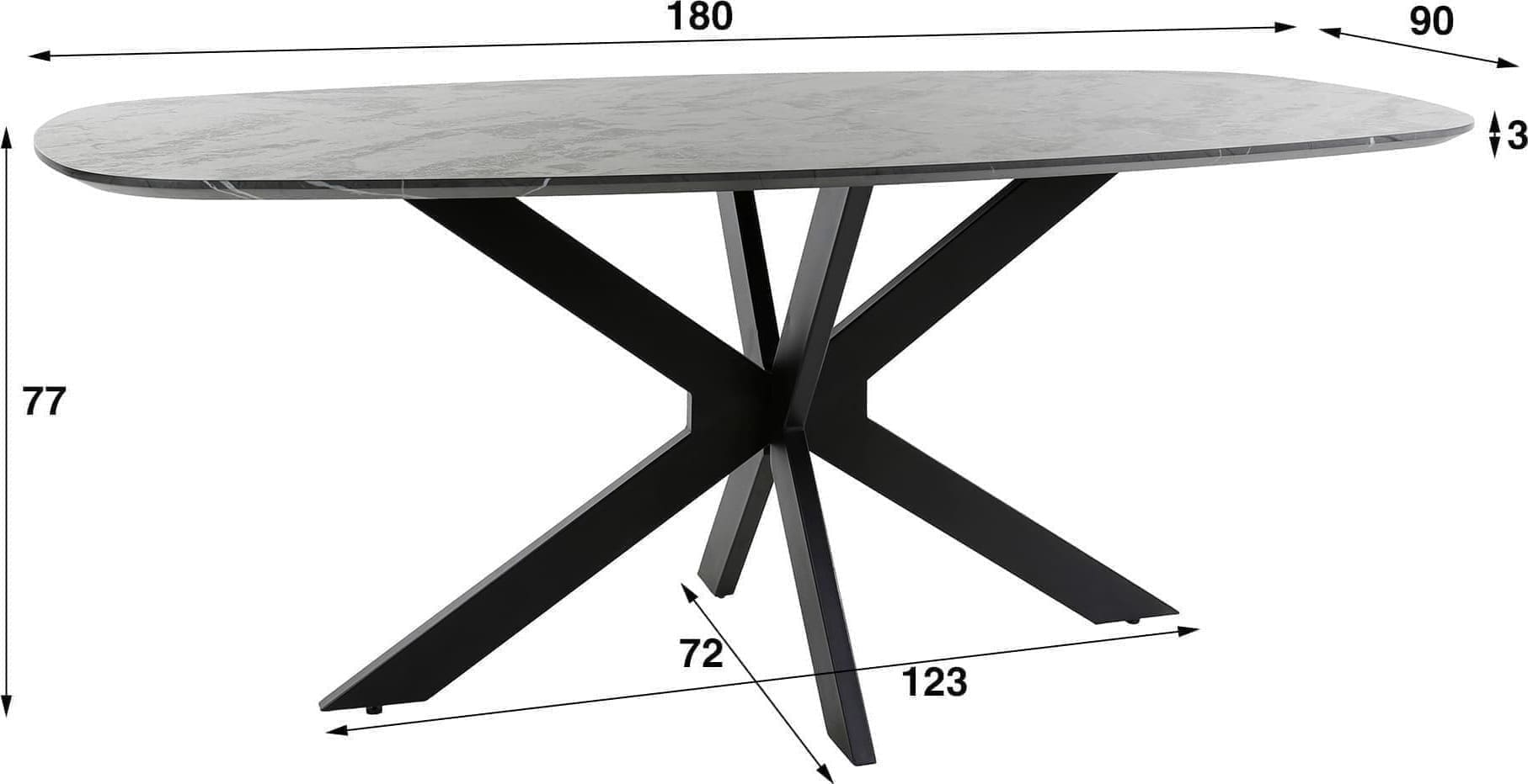Eetkamertafel 180 Deens Ovaal - 3d Zwart Bruin Bullcraft Eettafel 5647/64