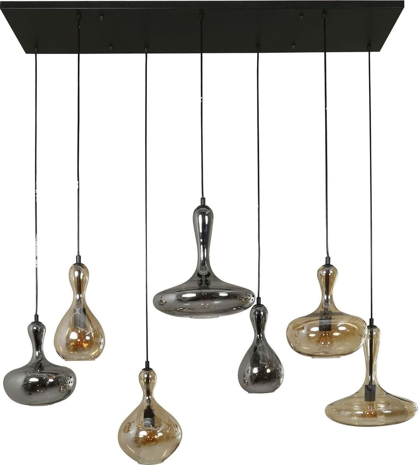 Hanglamp 4+3 Karaf - Artic Zwart Bullcraft Hanglamp 7444/77