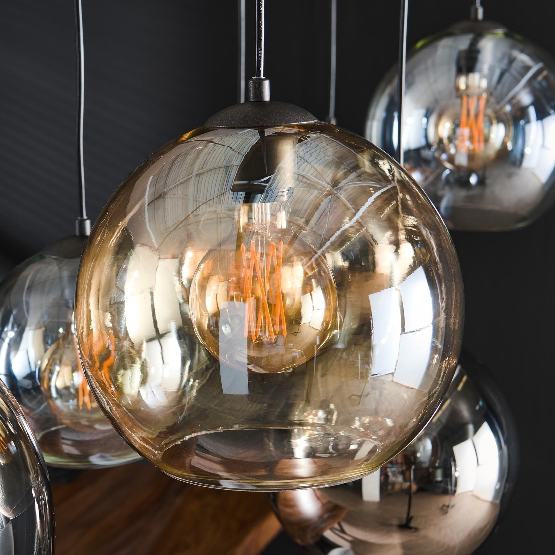 Hanglamp 4+3 Multi Globe XL - Artic Zwart Bullcraft Hanglamp 7877/77