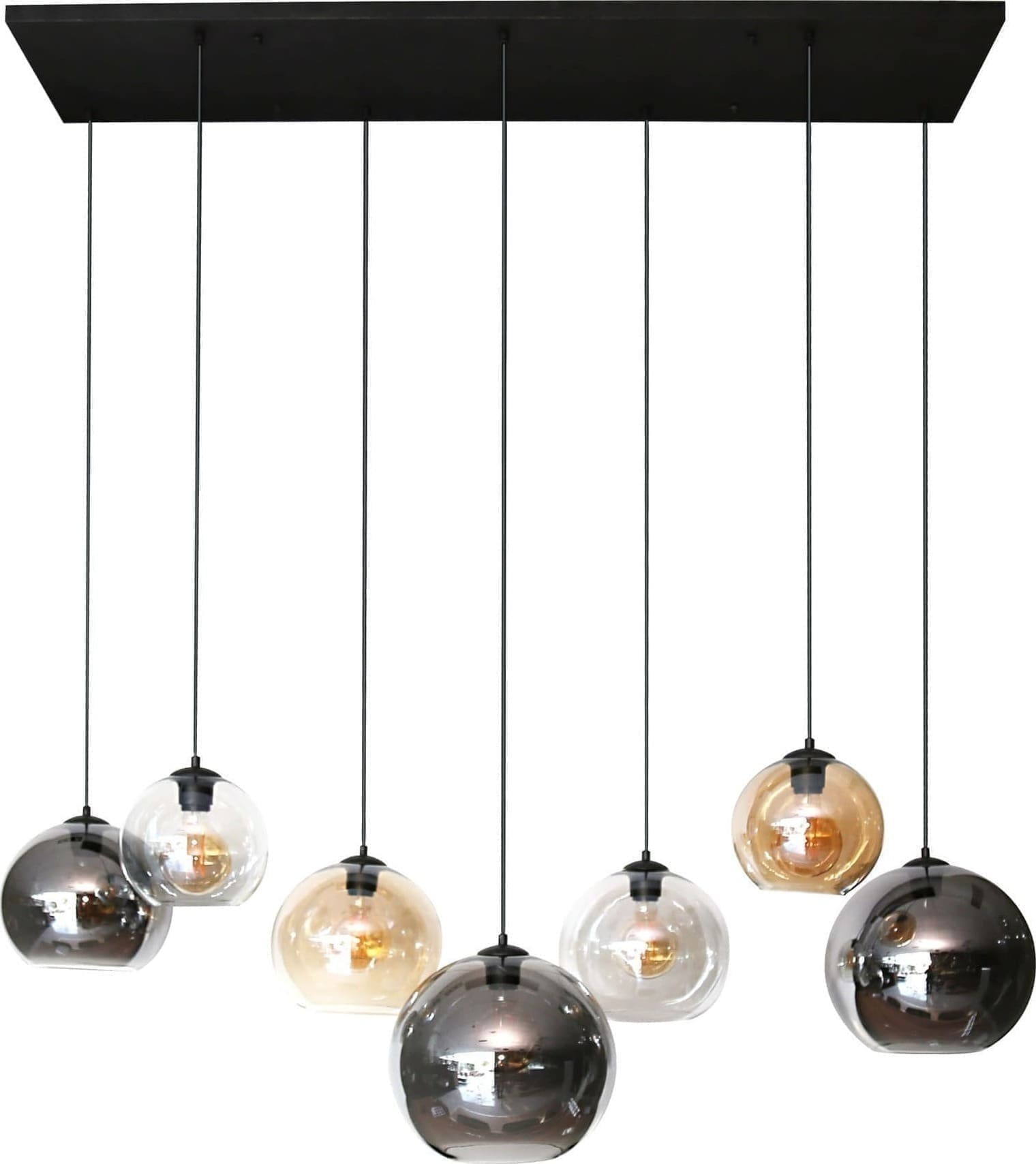 Hanglamp 4+3 Multi Globe XL - Artic Zwart Bullcraft Hanglamp 7877/77