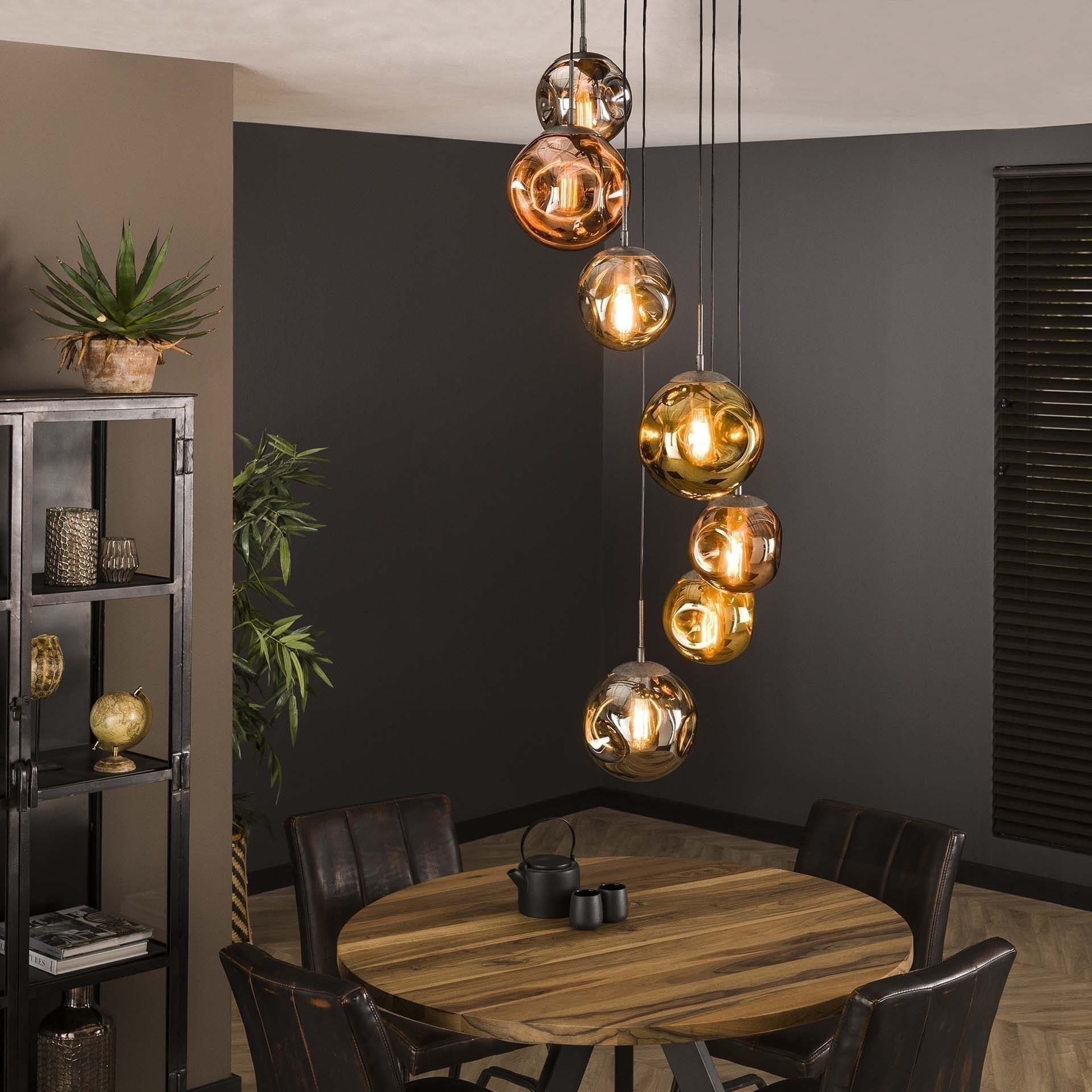 Hanglamp 7L Getrapt Stellar - Oud Zilver Bullcraft Hanglamp 7459/29