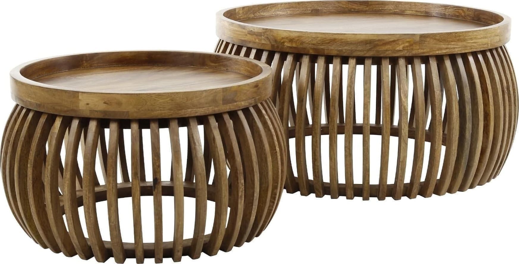 Salontafel Set-2 Tweak Curve - Massief Mango Zandkleur Bullcraft Salontafel 2399/16ZA
