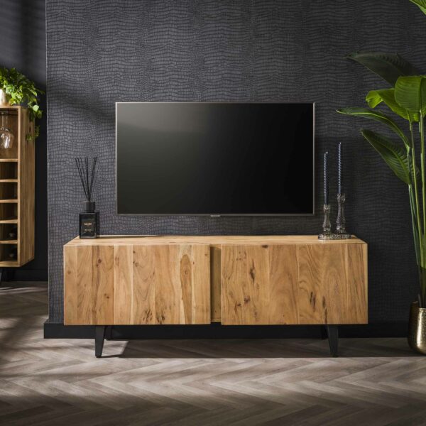 TV-meubel 2 Deuren Block - Massief Acacia Naturel Bullcraft Tv-meubel|Tv-dressoir 2850/15