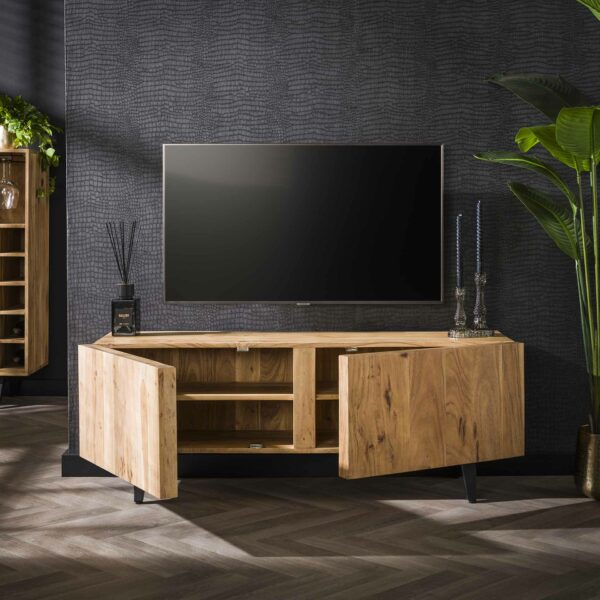 TV-meubel 2 Deuren Block - Massief Acacia Naturel Bullcraft Tv-meubel|Tv-dressoir 2850/15