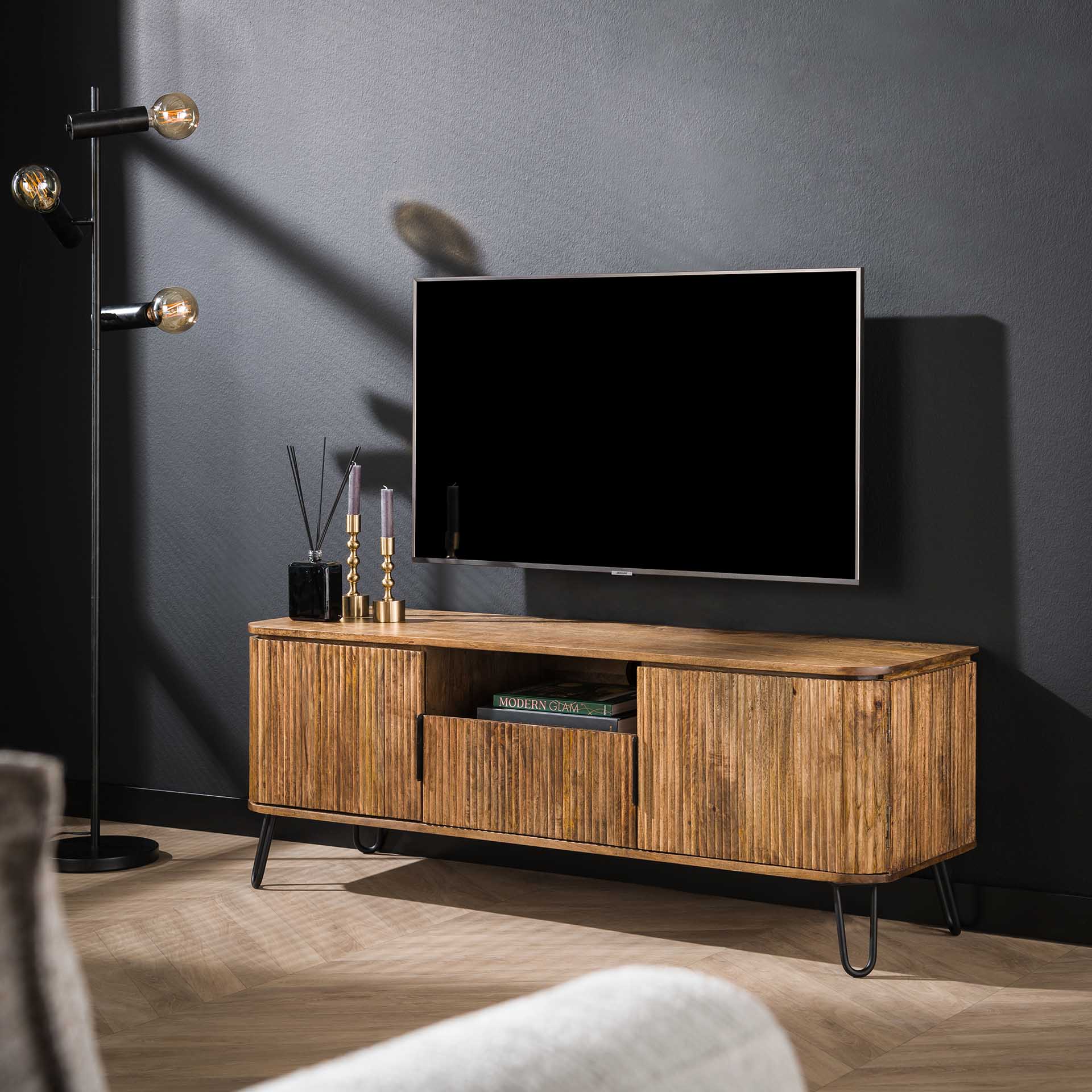 TV-meubel Wave - Massief Mango Zandkleur Bullcraft Tv-meubel|Tv-dressoir 2304/16ZA