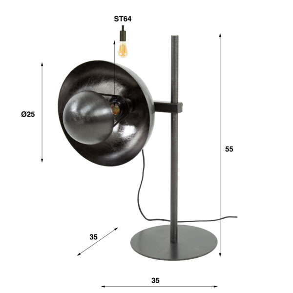 Tafellamp 1L Adjust - Zwart Nikkel Bullcraft Tafellamp 7168/31Z