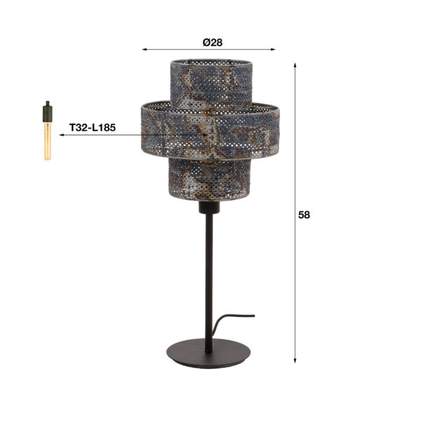 Tafellamp 1L Lantern - Zwart Bruin Bullcraft Tafellamp 7540/56