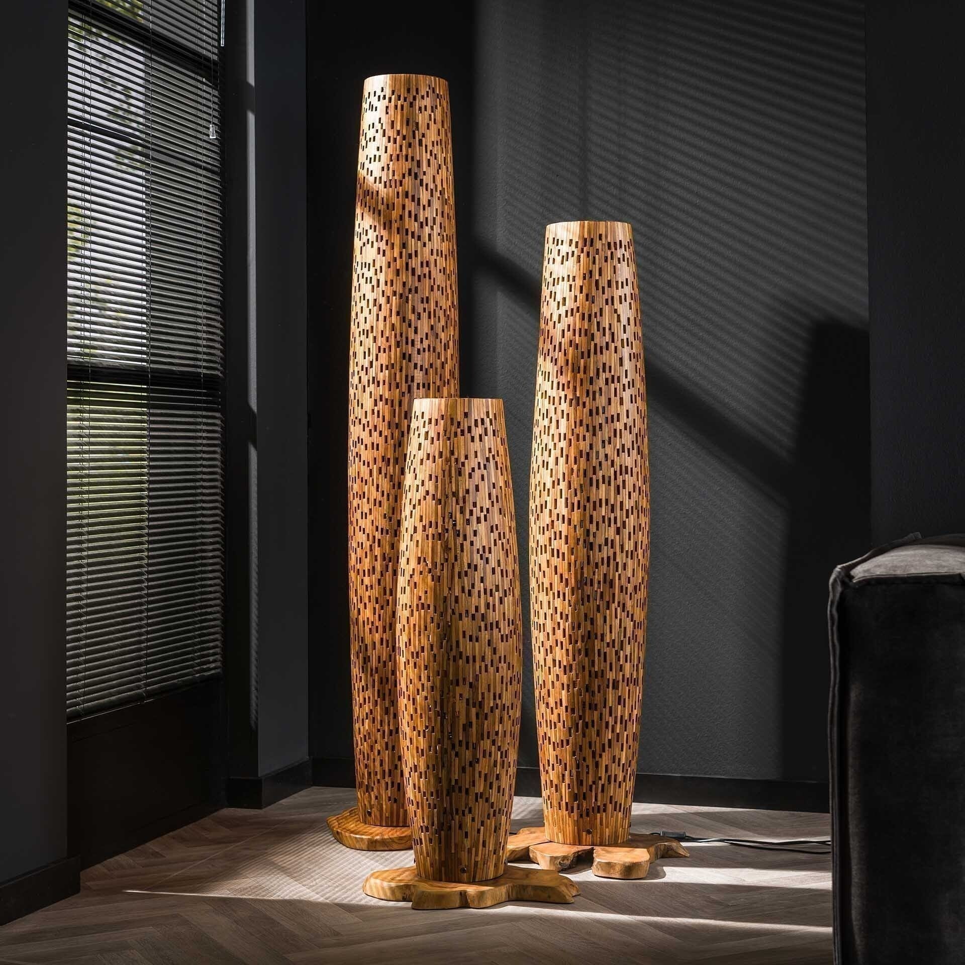 Vloerlamp M Bars - Massief Gerecycled Teakhout Bullcraft Vloerlamp 8081/13