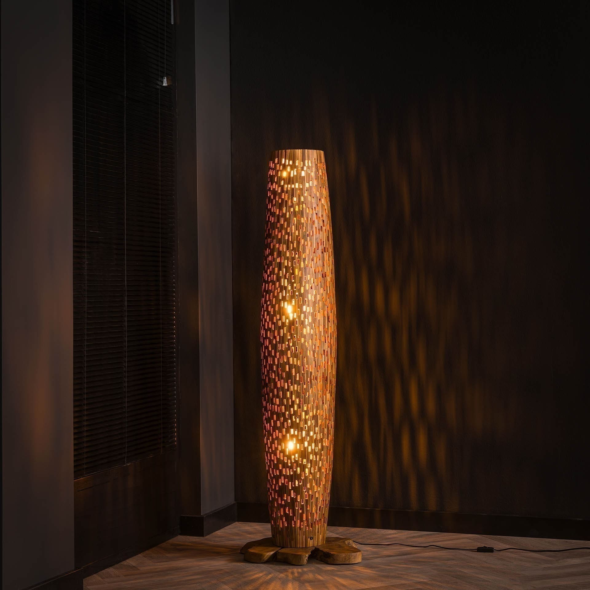 Vloerlamp M Bars - Massief Gerecycled Teakhout Bullcraft Vloerlamp 8081/13