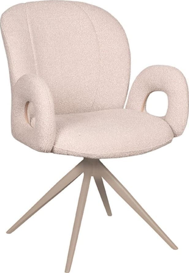 LABEL51 Eetkamerstoel Neo - Naturel - Boucle - Taupe Onderstel Naturel Eetkamerstoel