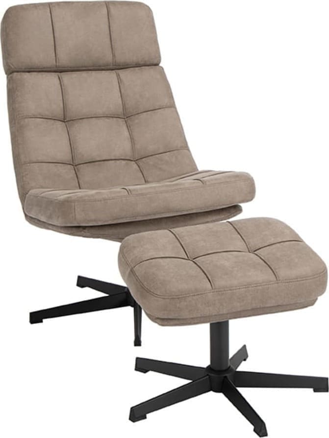LABEL51 Fauteuil Alvar - Taupe - Boucle - Incl. Ottoman Taupe Fauteuil