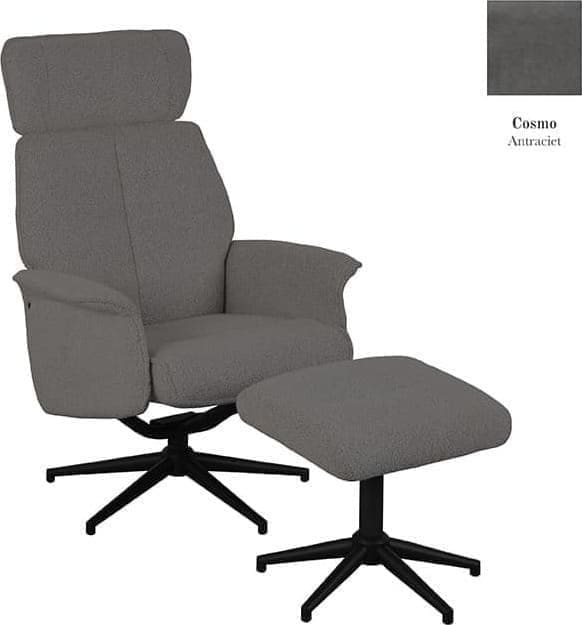 LABEL51 Fauteuil Verdal - Antraciet - Cosmo - Incl. Ottoman Antraciet Fauteuil