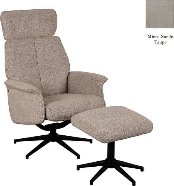 LABEL51 Fauteuil Verdal - Taupe - Micro Suede - Incl. Ottoman Taupe Fauteuil