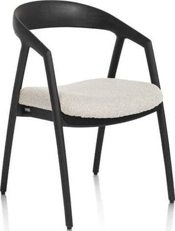 Xooon Dante armstoel - eik onyx met gestoffeerde zit in stof Brioni - creme Beige|Wit Armstoel
