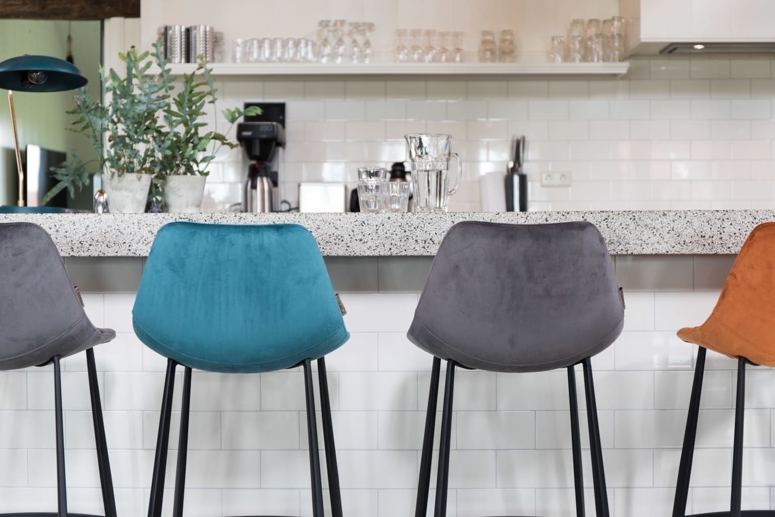 Barstoel Franky Velvet Grey - Afbeelding 11