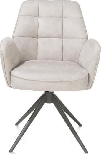 Henders & Hazel Bell armstoel - graphiet frame - draaibaar - pocket - stof Calabria - kiezel Grijs|Wit Armstoel