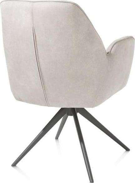 Henders & Hazel Bell armstoel - graphiet frame - draaibaar - pocket - stof Calabria - kiezel Grijs|Wit Armstoel
