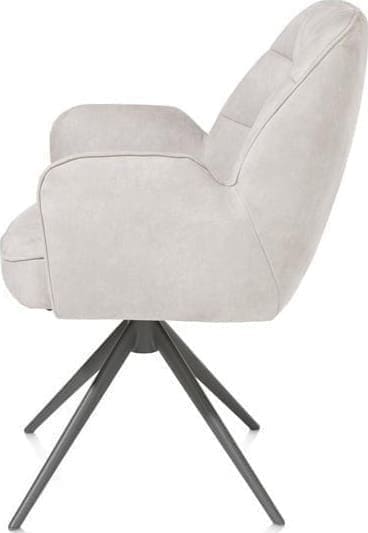 Henders & Hazel Bell armstoel - graphiet frame - draaibaar - pocket - stof Calabria - kiezel Grijs|Wit Armstoel