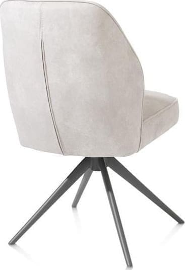 Henders & Hazel Bell eetkamerstoel - graphiet frame - draaibaar - pocket - stof Calabria - kiezel Grijs|Wit Eetkamerstoel
