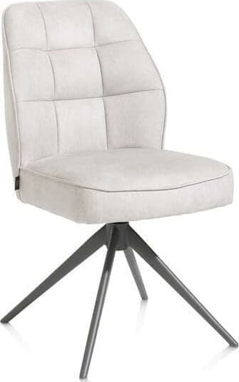 Henders & Hazel Bell eetkamerstoel - graphiet frame - draaibaar - pocket - stof Calabria - kiezel Grijs|Wit Eetkamerstoel