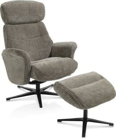 Henders & Hazel Lazaro relaxfauteuil + poef / hocker - Livigno - bruin Bruin Fauteuil