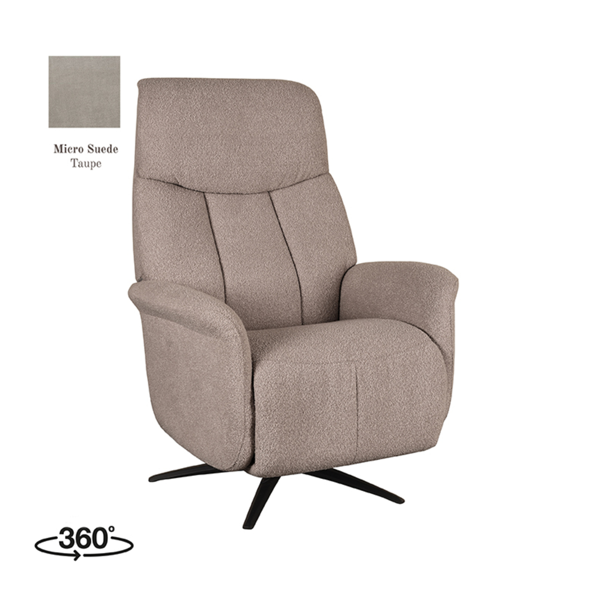 LABEL51 Fauteuil Oslo - Taupe - Micro Suede - Elektrische Taupe Fauteuil