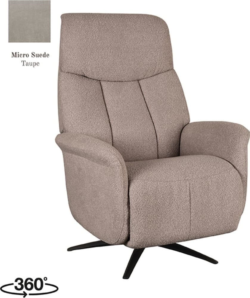 LABEL51 Fauteuil Oslo - Taupe - Micro Suede - Elektrische Taupe Fauteuil