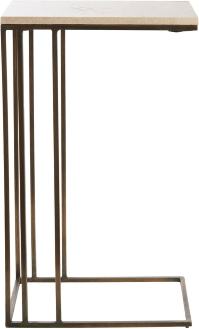 Bijzettafel Roshan - Travertin Zand+antiek Brons Light & Living Bijzettafel 6777013