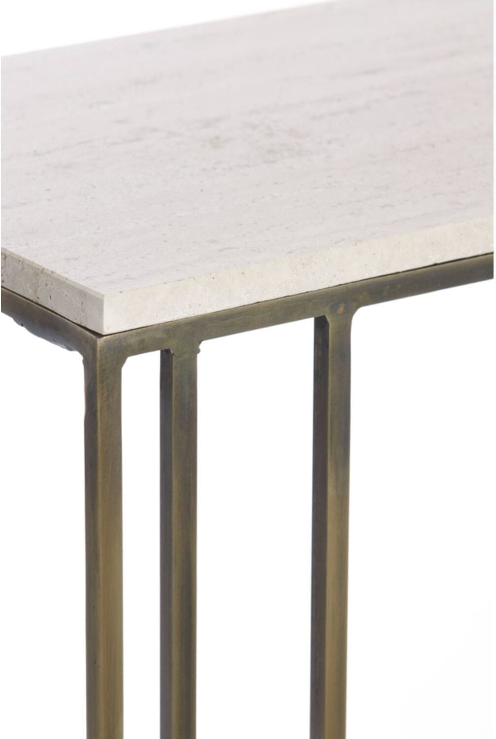 Bijzettafel Roshan - Travertin Zand+antiek Brons Light & Living Bijzettafel 6777013