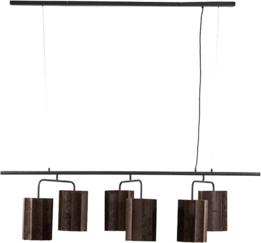 Hanglamp Edisa - Velvet Donker Bruin+mat Zwart Light & Living Hanglamp 2974883